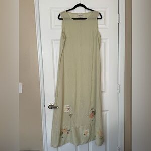Staley Gretzinger Silk Hemp Maxi Dress Boho Artsy Laganlook Large Hand Painted
